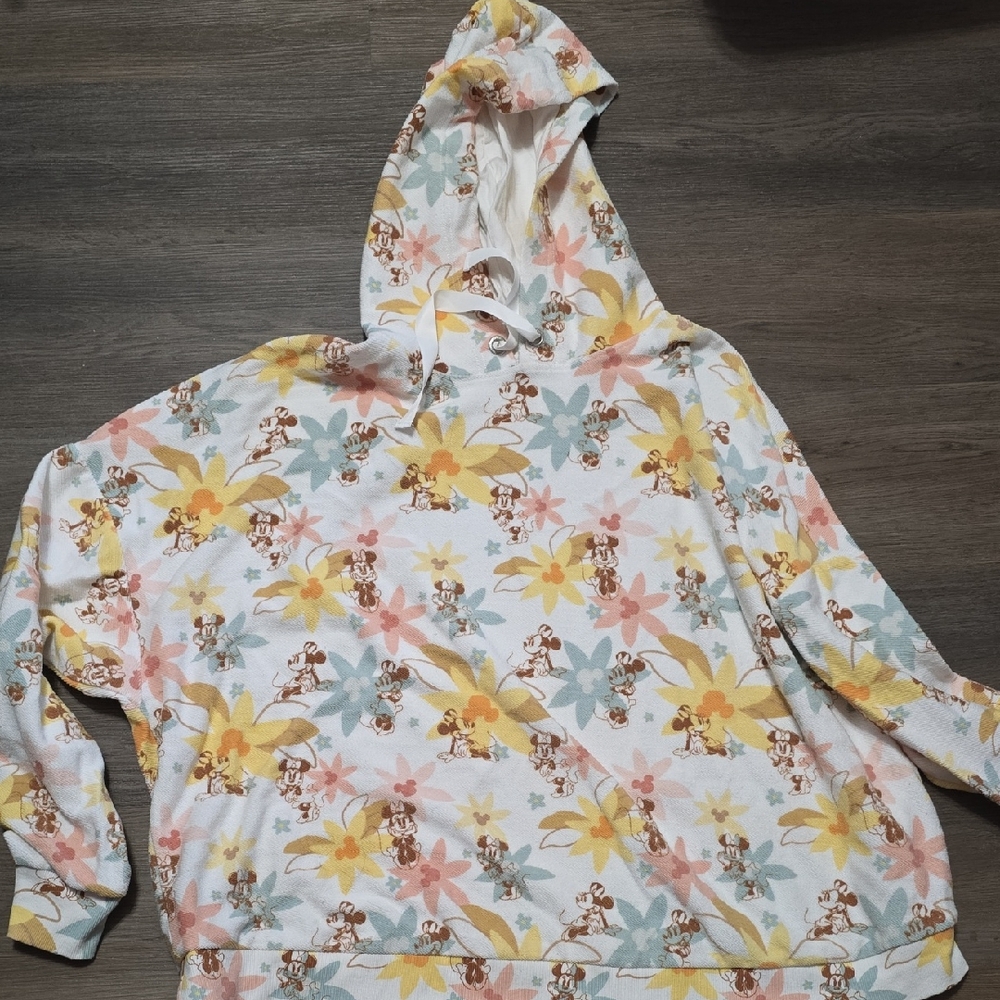 Disney Floral Character Hoodie - White, Yellow, Blue